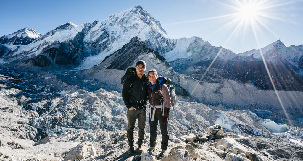 Enroute Gorak Shep with Nuptse in the background